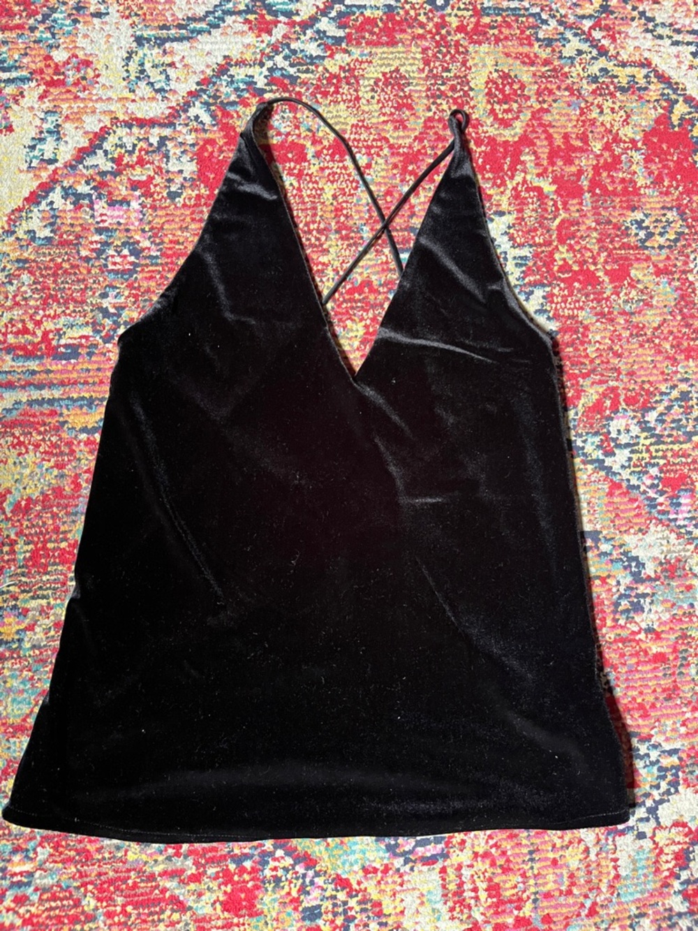 Express Black Velvet V-Neck Strappy Cami